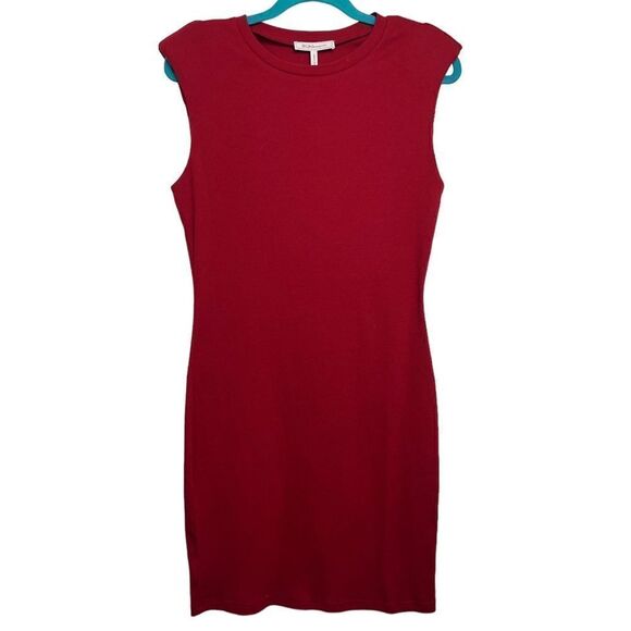 BCBGeneration Padded Shoulder Midi Dress Red Size Medium - Picture 1 of 6